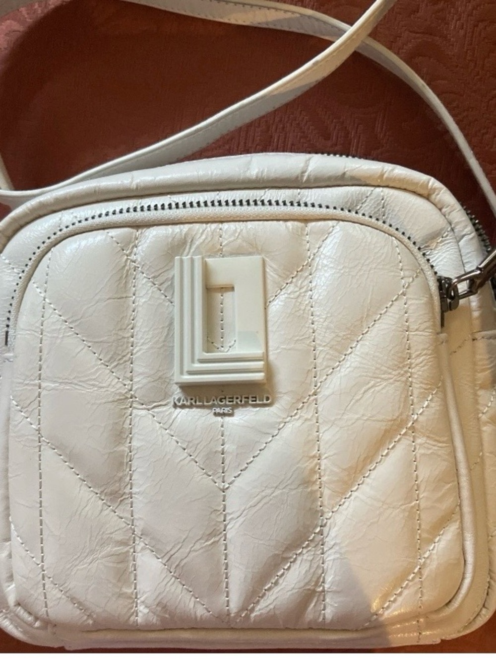 Karl Lagerfeld White Quilted Mini Lafayette oww Crossbody Bag - Picture 2 of 6
